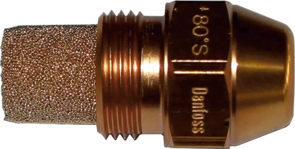 Kupferventil mit einem Drahtgewebe zur Filtration, hergestellt von Danfoss, verwendet in Heizsystemen, möglicherweise für Stahlkessel von Wolf.